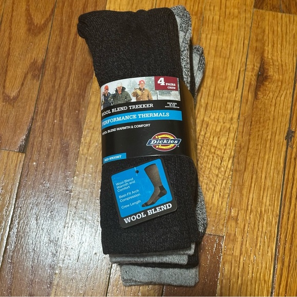 Dickies Other - Dickies Wool Blend Trekker Thermals Mens Outdoor Crew Length Socks 4 Pairs New
